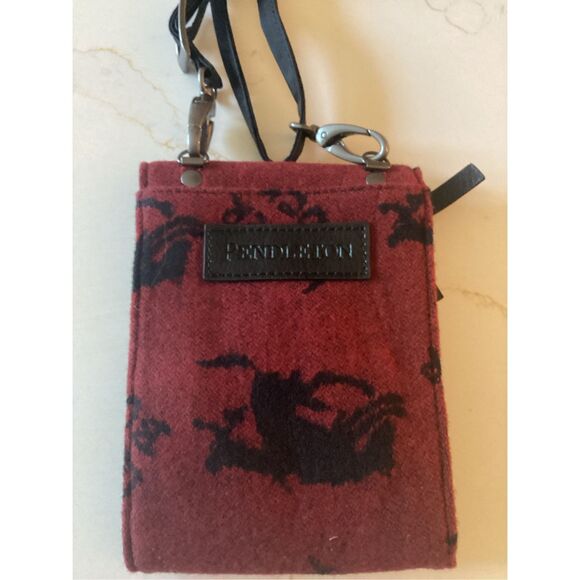 Pendleton Wallet Crossbody Bag Red Black Bucking Bronco - Picture 1 of 6